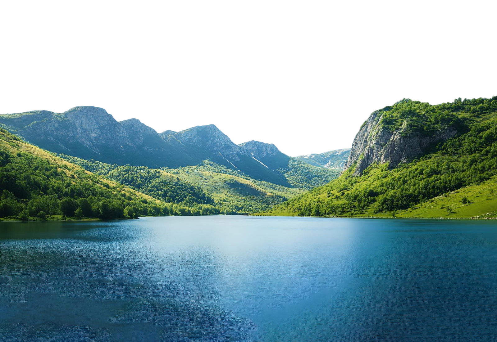 tranquil mountain lake with lush green hills vibrant blue sky copy.png